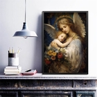 Quadro Decorativo Anjo Renascentista Mãe 45x34cm - Com Vidro
