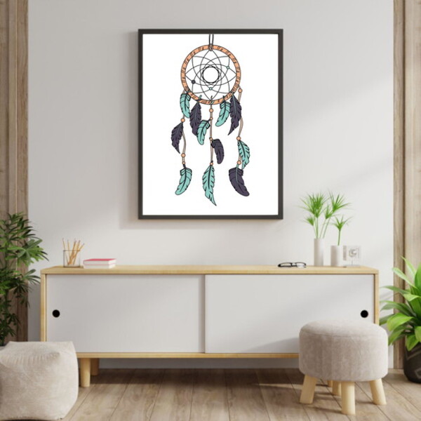 Quadro Decorativo Apanhador De Sonhos 24x18cm Moldura:madeira