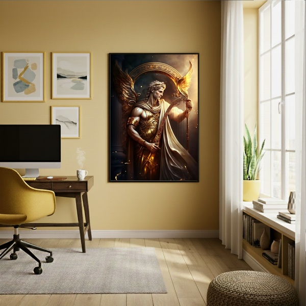 Quadro Decorativo Apolo Deus Da Música  - 70x50cm Moldura Bra