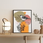 Quadro Decorativo Aquarela Abstrato Passarinho 33x24cm - Com