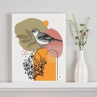 Quadro Decorativo Aquarela Abstrato Passarinho 45x34cm Moldur