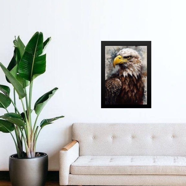 Quadro Decorativo Aquarela Águia 33x24cm - Com Vidro Moldura: