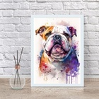 Quadro Decorativo Aquarela Bulldog Inglês 33x24cm Moldura:mad