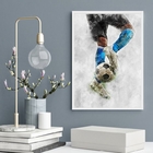 Quadro Decorativo Aquarela Futebol- Azul 24x18cm - Com Vidro