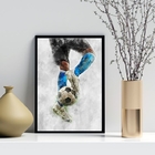 Quadro Decorativo Aquarela Futebol- Azul 45x34cm Moldura:made