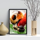 Quadro Decorativo Aquarela Futebol- Vermelho 45x34cm - Com Vi