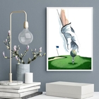 Quadro Decorativo Aquarela Golf 45x34cm Moldura:madeira Preta