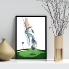 Quadro Decorativo Aquarela Golf 45x34cm Moldura:madeira Preta