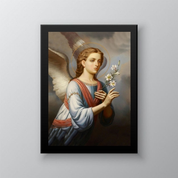 Quadro Decorativo Arcanjo Gabriel 24x18cm - Com Vidro Moldura