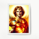 Quadro Decorativo Arcanjo uriel 33x24cm Moldura:madeira Preta