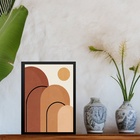 Quadro Decorativo Arcos Boho Terracota 24x18cm - Com Vidro Mo