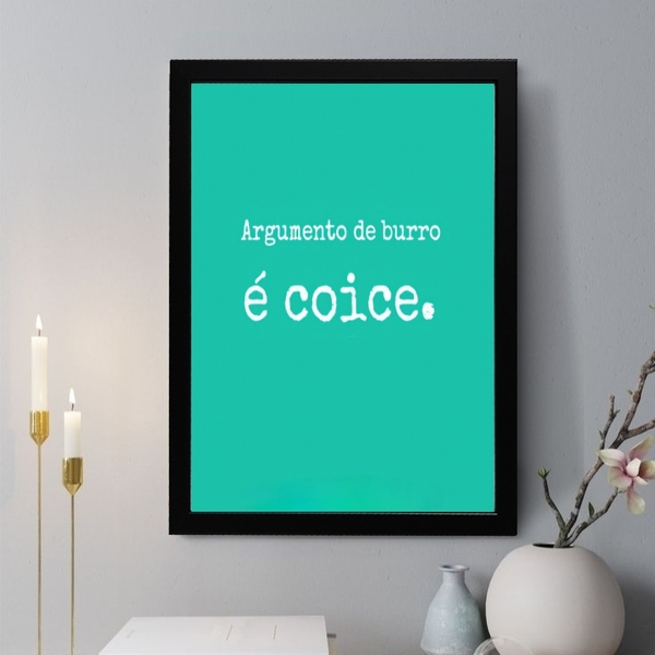 Quadro Decorativo Argumento De Burro É Coice 45x34cm Moldura