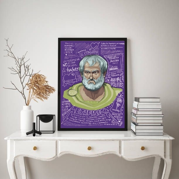 Quadro Decorativo Aristóteles 45x34cm - Com Vidro Moldura:mad