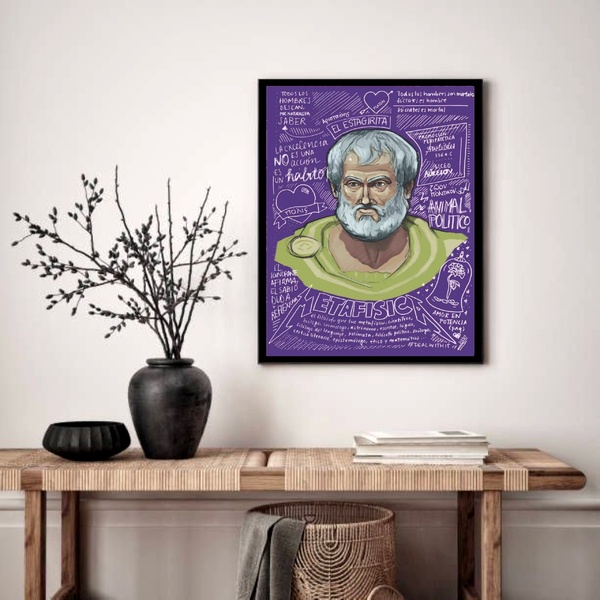 Quadro Decorativo Aristóteles  - 70x50cm Moldura Branca