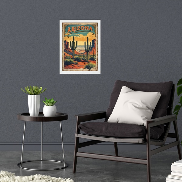 Quadro Decorativo Arizona Usa 45x34cm Moldura Branca