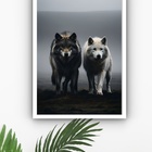 Quadro Decorativo Arquétipo Casal De Lobos  - 70x50cm Moldura