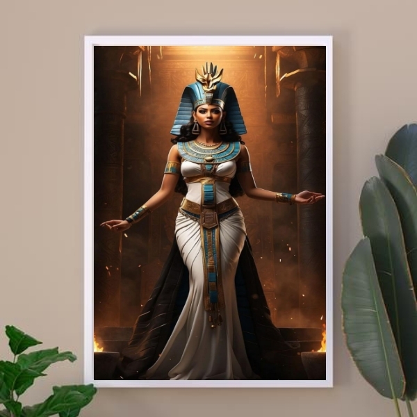 Quadro Decorativo Arquétipo Cleópatra Negra 24x18cm - Com Vid