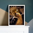 Quadro Decorativo Arquétipo Pavão Ouro 24x18cm Moldura:madeir