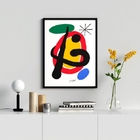Quadro Decorativo Arte Abstrata Miró 33x24cm - Com Vidro Mold