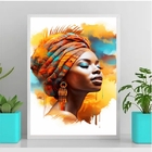 Quadro Decorativo Arte Africana mulher 33x24cm - Com Vidro Mo