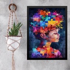 Quadro Decorativo Arte Autismo Aquarela 45x34cm Moldura Branca