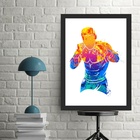 Quadro Decorativo Arte Boxe - Boxeador 33x24cm Moldura Branca