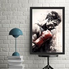 Quadro Decorativo Arte Boxeador 33x24cm Moldura Branca