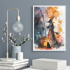 Quadro Decorativo Arte Bruxa Aquarela 24x18cm - Com Vidro Mol