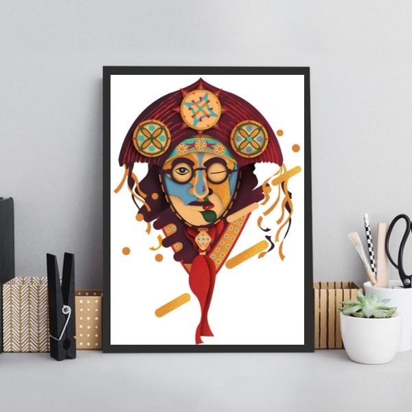 Quadro Decorativo Arte Cangaceiro 33x24cm Moldura:madeira Pre