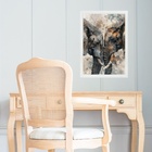 Quadro Decorativo Arte Casal De Elefantes 24x18cm - Com Vidro