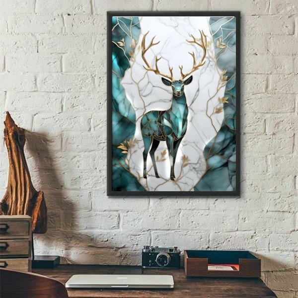 Quadro Decorativo Arte Cervo 24x18cm - Com Vidro Moldura:made