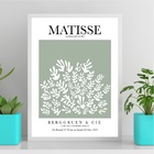 Quadro Decorativo Arte De Matisse Verde 45x34cm Moldura Branca