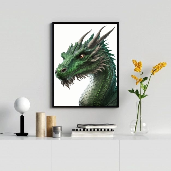 Quadro Decorativo Arte Dragão 24x18cm - Com Vidro Moldura:mad