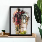 Quadro Decorativo Arte Futebol 45x34cm Moldura Branca