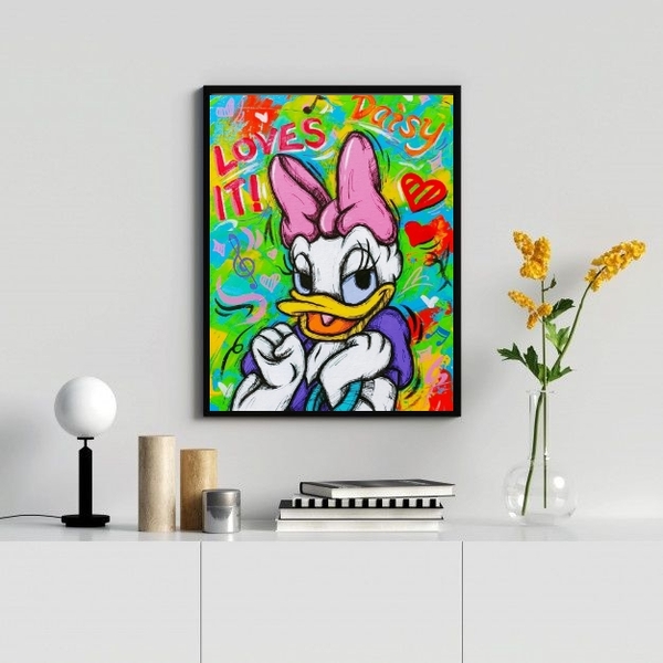 Quadro Decorativo Arte Grafite Margarida 33x24cm Moldura:made