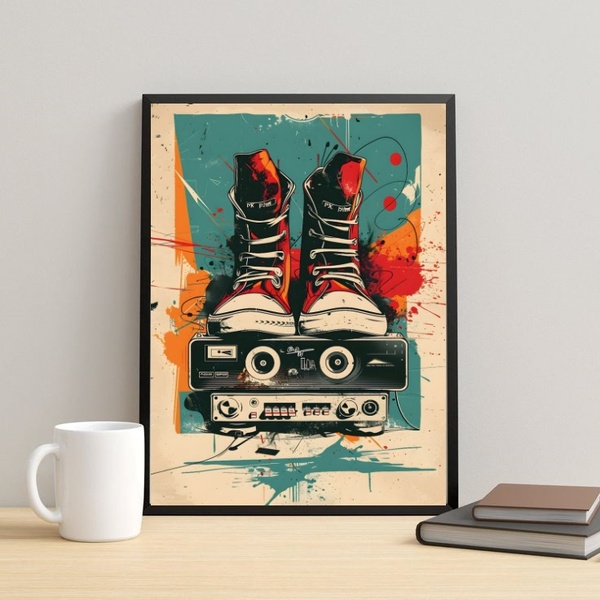 Quadro Decorativo Arte Hip-hop 24x18cm - Com Vidro Moldura Pr