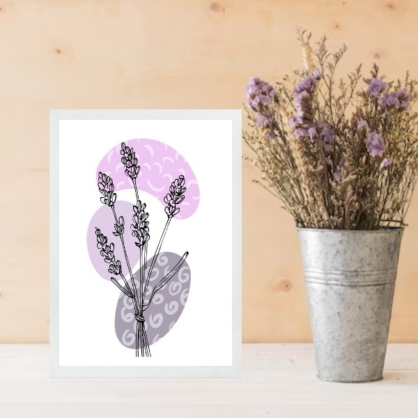 Quadro Decorativo Arte Lavanda - Estampas 45x34cm - Com Vidro