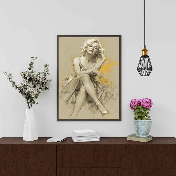 Quadro Decorativo Arte Marilyn Monroe 33x24cm - Com Vidro Mol