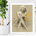 Quadro Decorativo Arte Marilyn Monroe 45x34cm - Com Vidro Mol