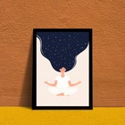 Quadro Decorativo Arte Meditação 24x18cm Moldura:madeira Preta