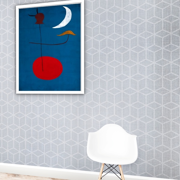 Quadro Decorativo Arte Miró  - 70x50cm Moldura Branca