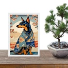 Quadro Decorativo Arte Oriental - Cachorro 33x24cm Moldura Pr
