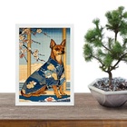 Quadro Decorativo Arte Oriental - Cão 45x34cm - Com Vidro Mol