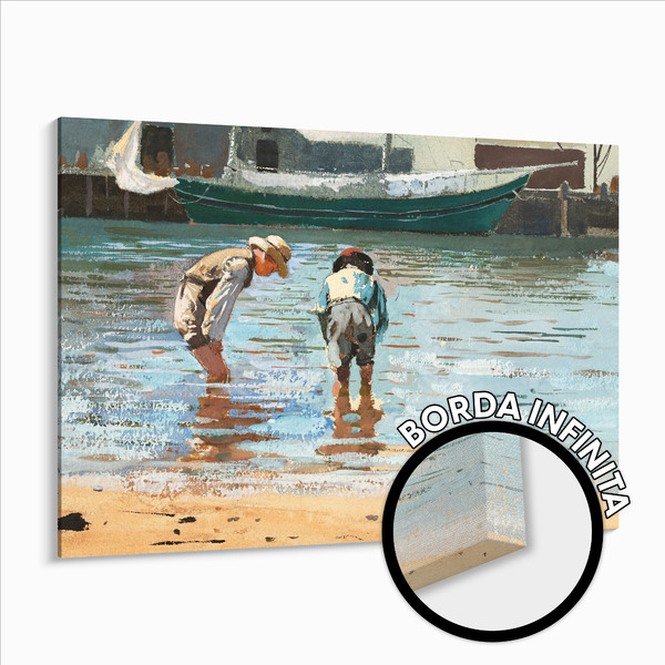 Quadro Decorativo Arte Paisagem Crianças Na Praia Mar 60x40