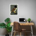 Quadro Decorativo Arte Pássaro Colorido 33x24cm Moldura Preta