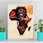 Quadro Decorativo Arte Povo Africano 33x24cm - Com Vidro Mold
