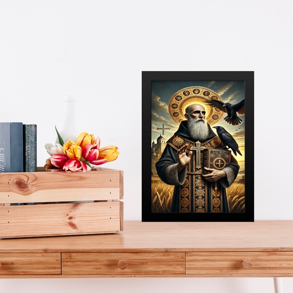 Quadro Decorativo Arte São Bento 45x34cm Moldura Preta