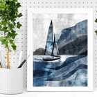 Quadro Decorativo Arte Veleiro 24x18cm Moldura Preta