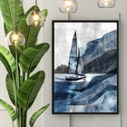 Quadro Decorativo Arte Veleiro 45x34cm - Com Vidro Moldura Br