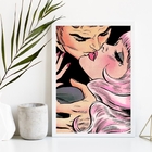 Quadro Decorativo Arte Vintage Casal Pop Art 45x34cm Moldura: